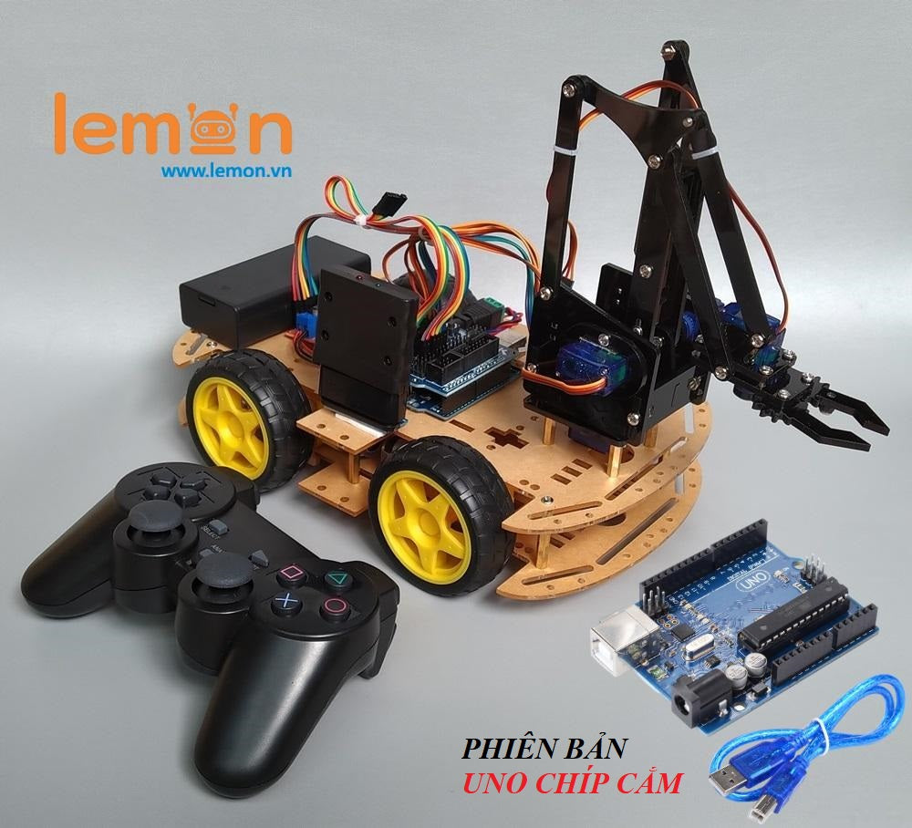Bộ Xe Arduino Car Arm Robot - Bộ Xe Cánh Tay Điều Khiển PS2