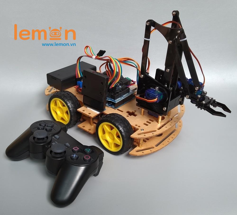 Bộ Xe Arduino Car Arm Robot - Bộ Xe Cánh Tay Điều Khiển PS2