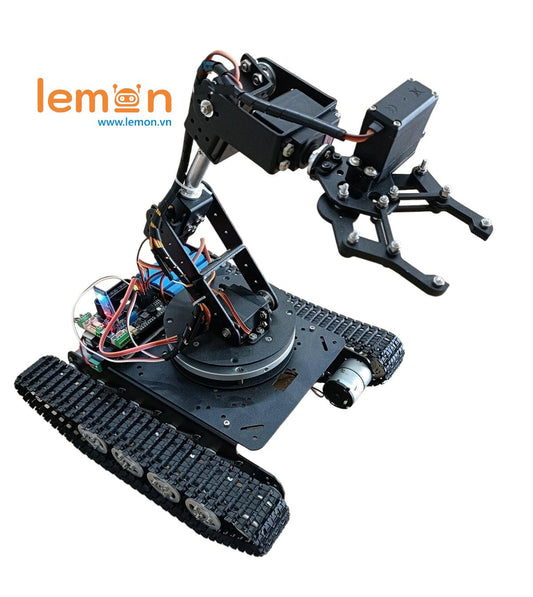 Bộ Xe Tăng Cánh Tay Robot 6 Bậc Loại Lớn Điều Khiển Bluetooth - Arm 6DoF Tank Arduino Motor 12v 1200