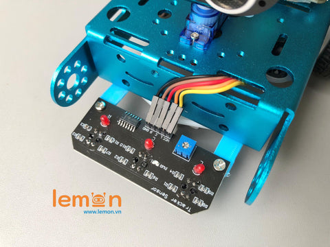 Bộ Xe Robot Microbit Khung Nhôm - Xe BBC Micro:bit Stem Dò Đường, Tránh Vật Cản, Điều Khiển Từ Xa Qua Điện Thoại