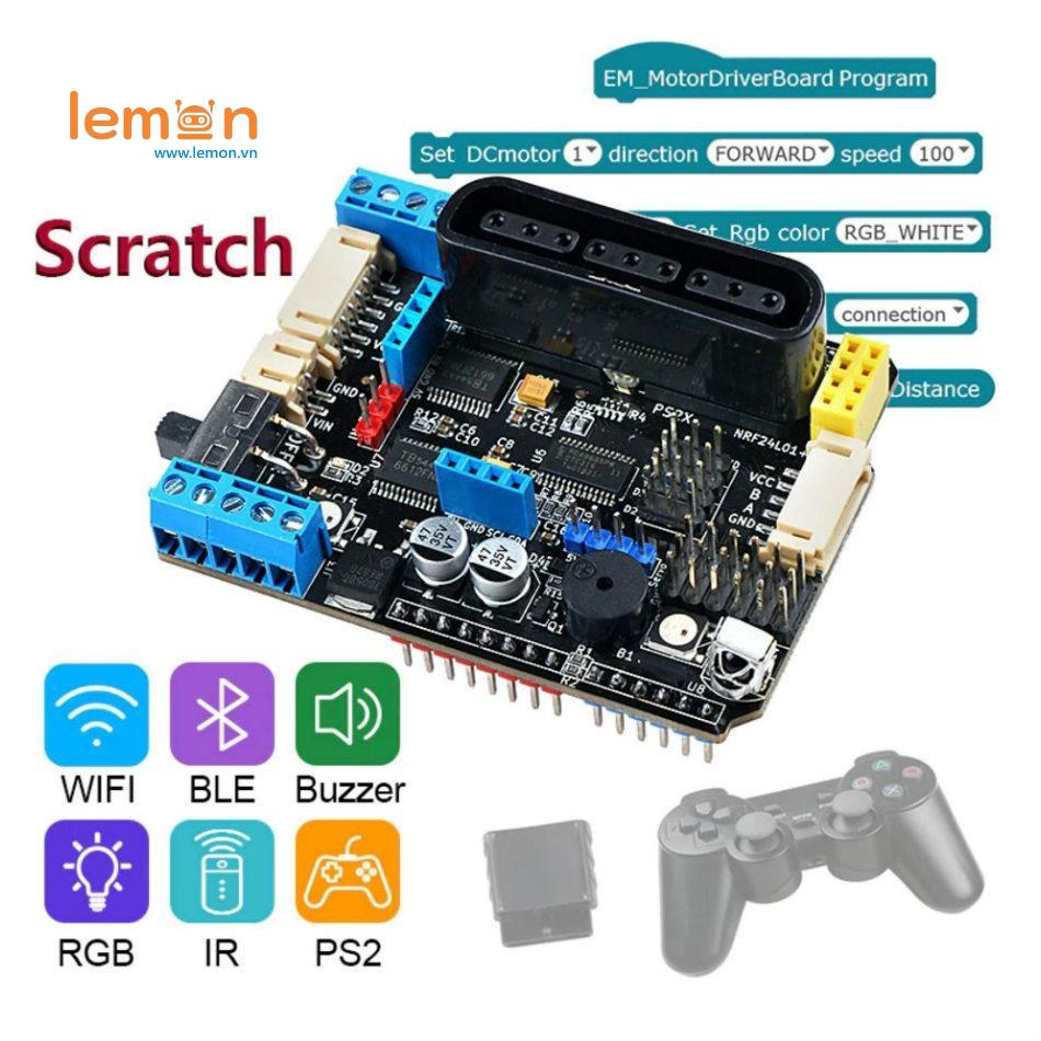 Mạch điều khiển đa năng Robot Motor Driver Shield Board Arduino - PS2, WIFI, BLUETOOTH, IR