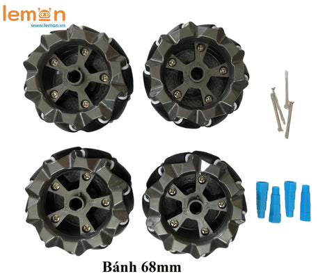 [Rẻ vô địch] Bộ 4 Bánh xe Mecanum đa hướng 52mm, 60mm, 80mm, 96mm, 100cm đầy đủ