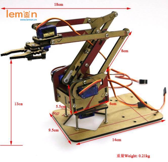 Bộ Cánh Tay Robot Arm 4DoF Me-Arm -  Khung Cánh Tay Rô Bốt 4 Bậc Mica