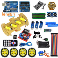 Bộ Xe Arduino Car Robot Thông Minh 4 Bánh - Điều Khiển Bluetooth, Hồng Ngoại, Dò Đường, Tránh Vật Cản